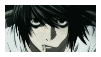A stamp that is an image of L from DeathNote.